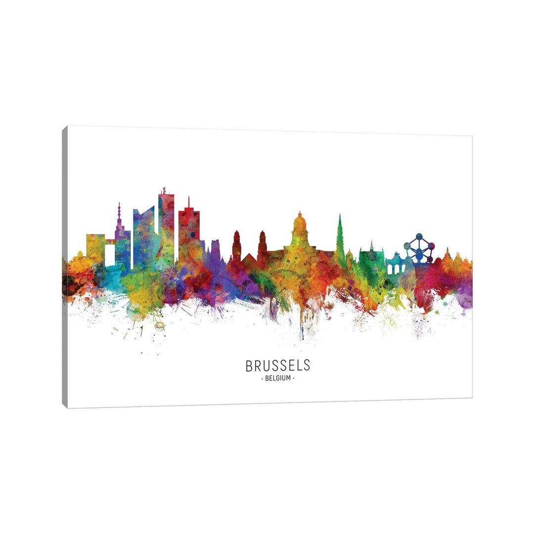 Brussels Belgium Skyline by Michael Tompsett - Wrapped Canvas Painting