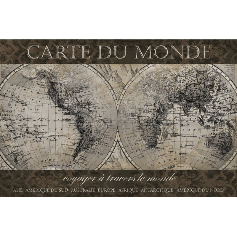French World Map - Wrapped Canvas Print, 51cm H x 76cm W x 3.8cm D