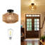 Plafonnier Boho, mini lustre en rotin avec ampoule à DEL à intensité variable, plafonnier tissé à la main pour le couloir, la cuisine, le vestibule et le salon