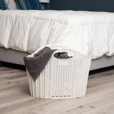 Mind Reader 40L Collapsible Laundry Hamper, Clothes Basket, Premium Wicker Design, Plastic, 21.5"L x 15"W x 15.25"H