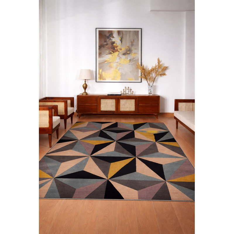 Tapis écologiques en laine touffetée à la main Patchway, Rectangle de 5 pi x 8 pi
