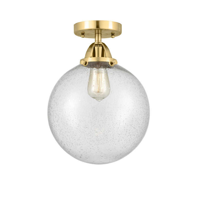 Plafonnier semi-encastré en verre DEL d'Alphonsa, Oui, Or satiné, Ampoule non incluse