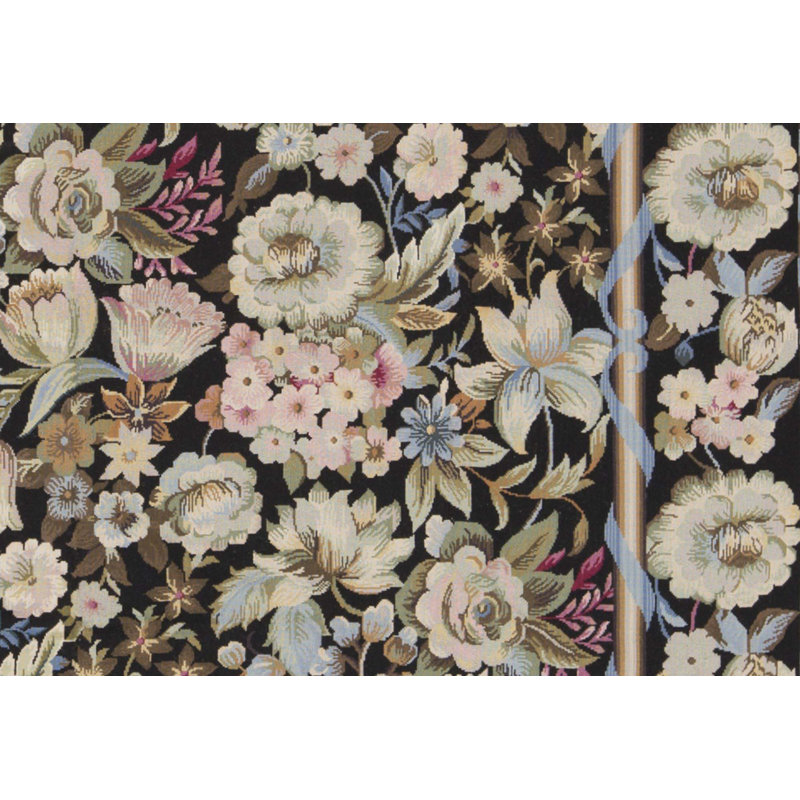 Hand-Knotted High-Quality Black and Black Area Rug
