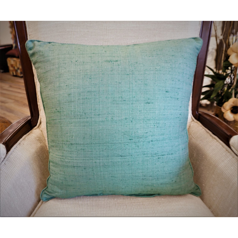  Dupion Silk Throw Pillow, Smoke Green