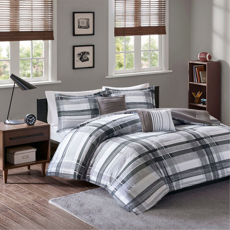 Ensemble d'édredon à carreaux, Full Comforter + 3 Additional Pieces