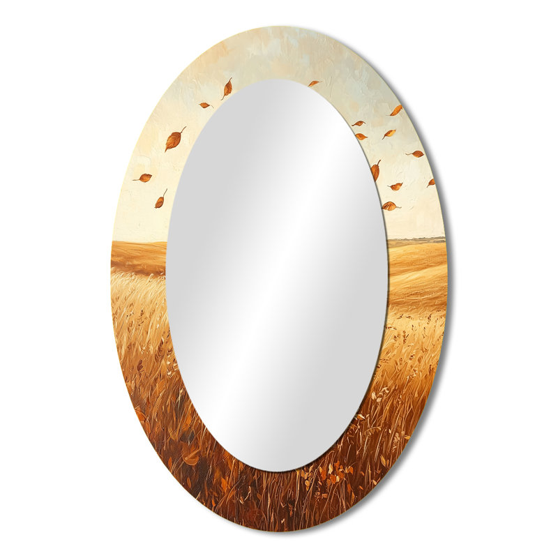 Miroir mural Windy Meadow Prairie Leaves I - Brun, 36 po x 24 po
