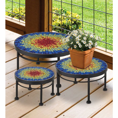 7 Inch Plant Stand Metal and Ceramic Planter Accessories Standard - Burst