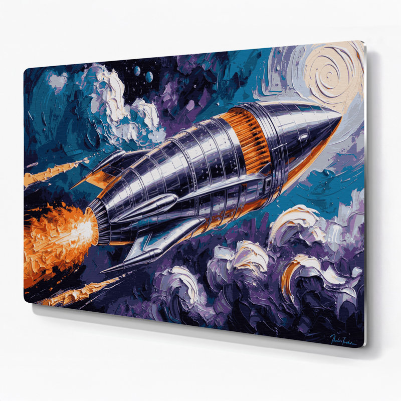 Affiche murale fusée Sci Fi Vintage, H 132 po x l 168 po x P 0,05 po