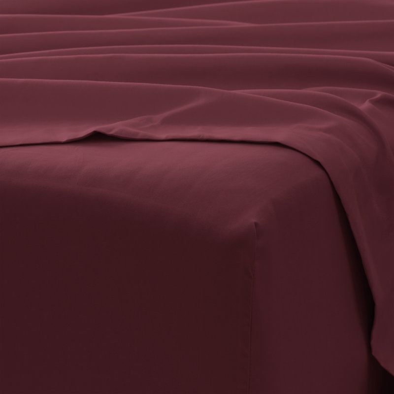 Ensemble de draps en microfibre Sateen, Cabernet, Ensemble de draps pour très grand lit californien