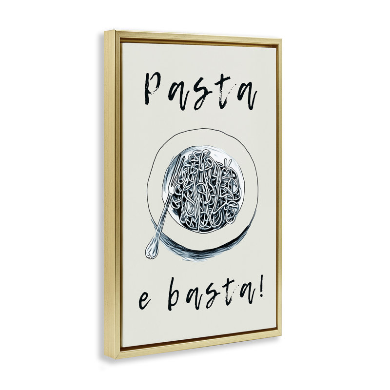 Cadre flottant Pasta e Basta Meal, design par Andreas Magnusson, H 31 po x l 21 po, Cadre flottant métallique doré