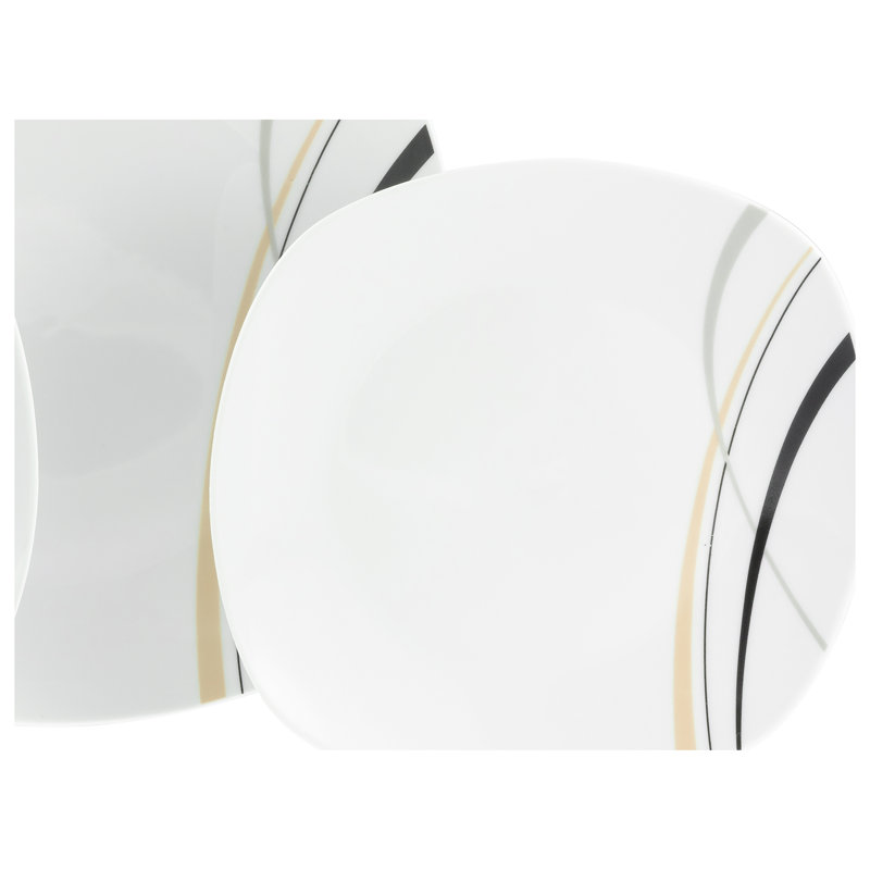 Square Piece Porcelain China Dinnerware Set - Service for 6