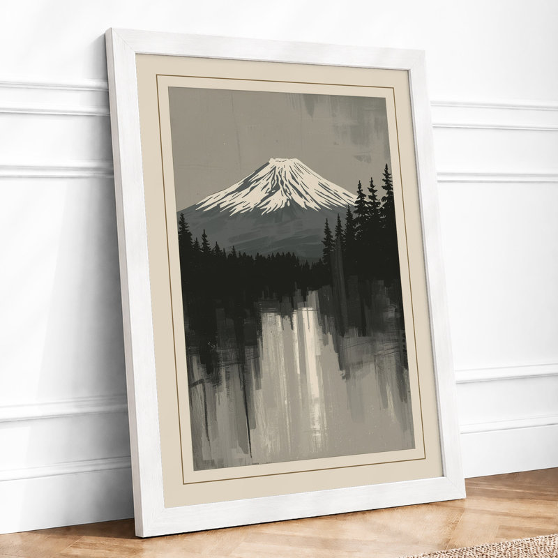 Mountain And Reflection Japandi - Print, A4 - 29.7 x 21.0 cm, White