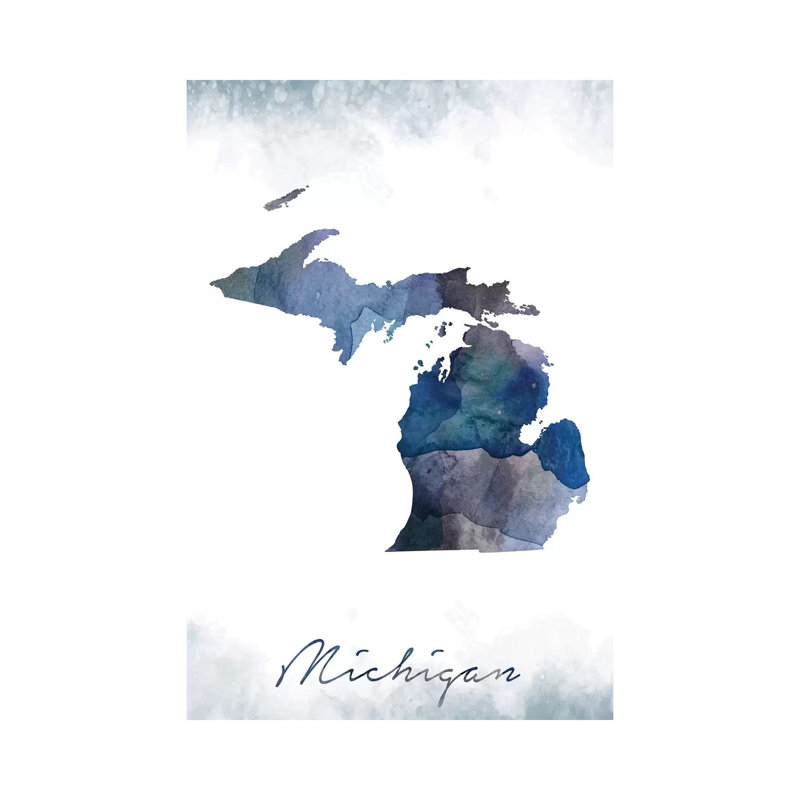 Michigan State Bluish - Print on Canvas, Wrapped Canvas, 30.48 cm H x 45.72 cm W