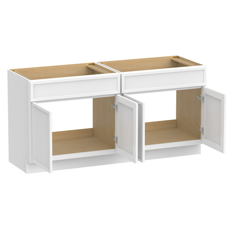 78" Double Bathroom Vanity Base Only, White