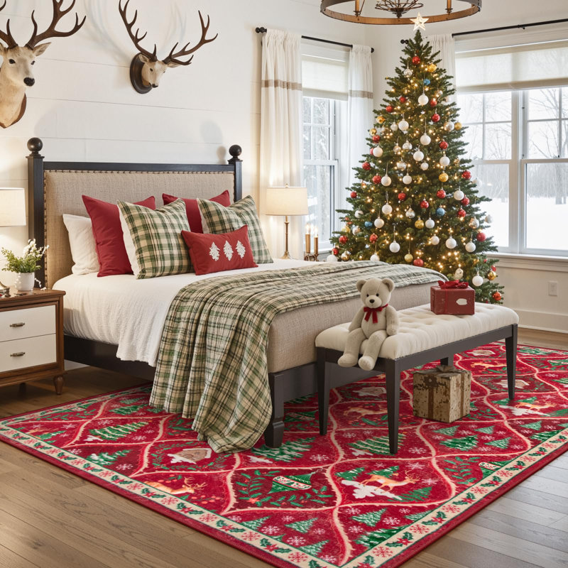 Laziya Christmas Rug, Rectangulaire 8 pi x 10 pi