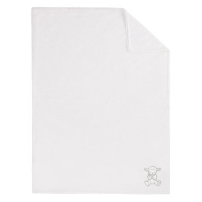 Little Love by NoJo Plush White Aaraya Lamb Baptism Baby Blanket with Praying Hands and Embroidered Cross for Baptism or Christening Gifts