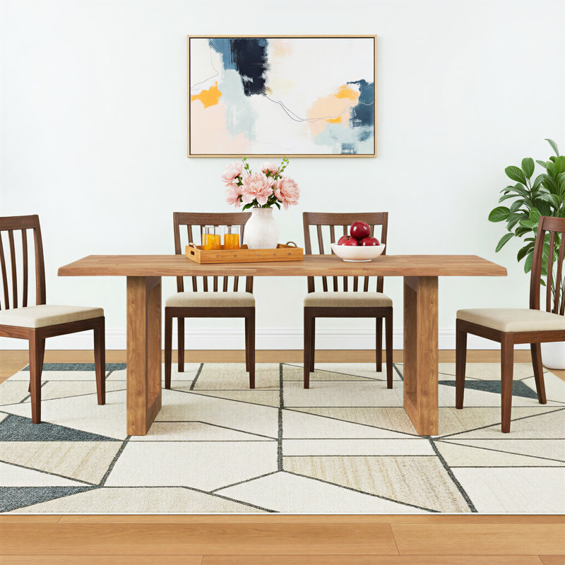 Eli Acacia Rectangular Solid Wood Top with Solid Wood Base Dining Table