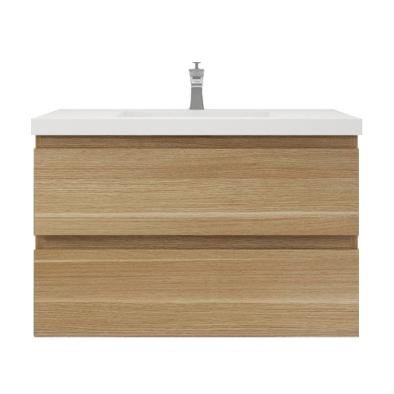 Amahd Single Bathroom Vanity with Acrylic Top, White Oak