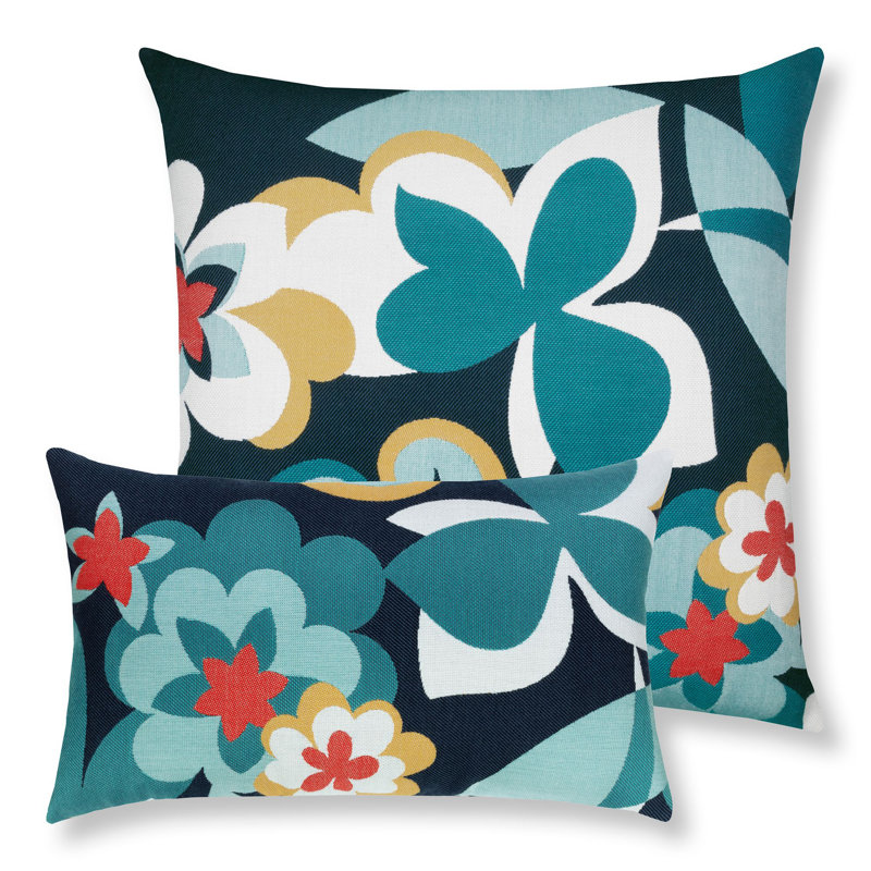 Floral Impact Outdoor Rectangular Sunbrella® Pillow Cover & Insert, Navy