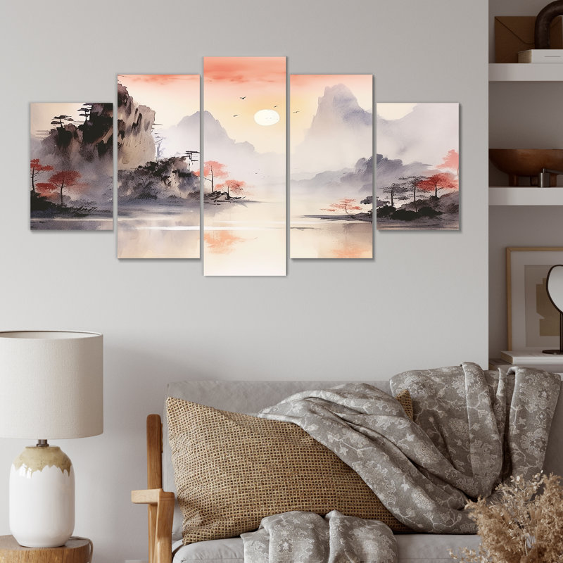 «Tranquil Chinese Landscape Serenity I - China Multipanel», art mural sur toile