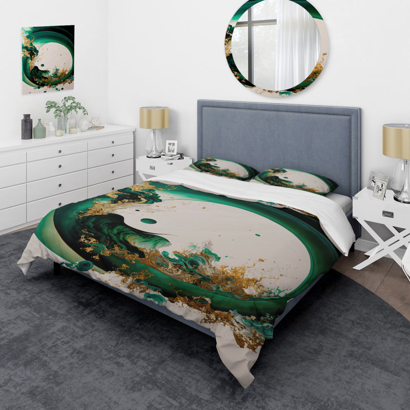 Ensemble de housse de couette en microfibre / polyester Emerald, Housse de couette pour très grand lit et 2 très