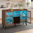 47'' W Walnut Sideboard Buffet Cabinet with LED Wine Rack, Open Storage Shelves and Metal Frame-615466943
