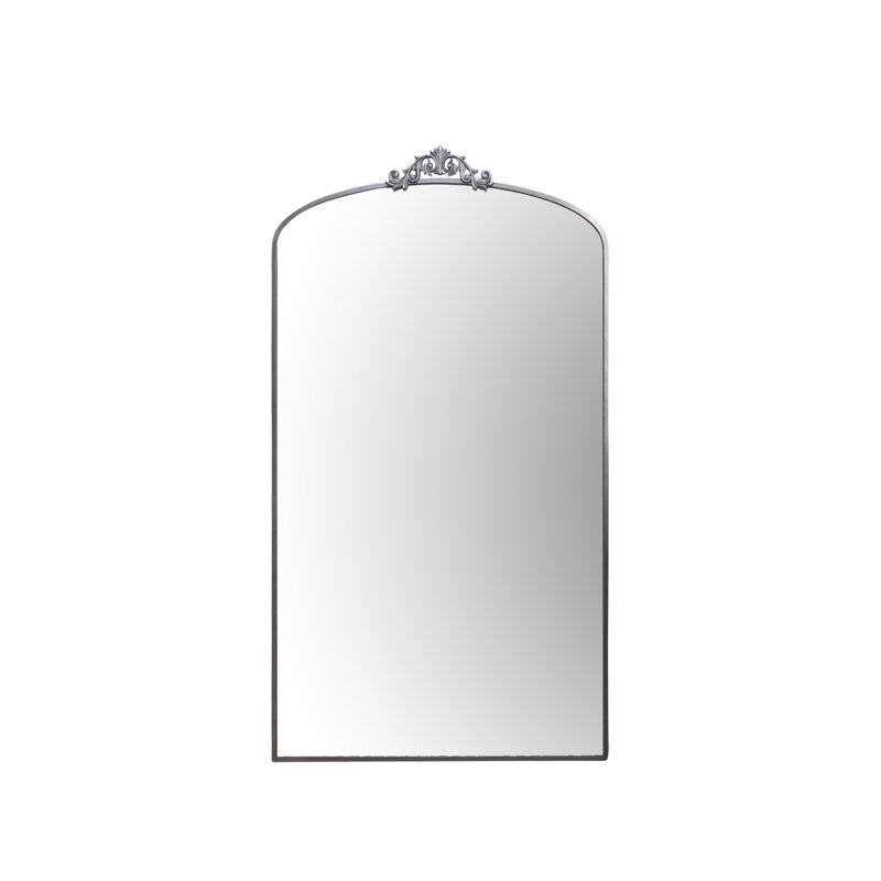 Full Length Mirror 36x66 Inch Vintage Ornate Arched Floor Mirror Metal Framed Mirror Dressing Mirror Oversized Wall Mirror, for Entryway, Living Room, Bedroom, Clothing Shop,  Antique Silver