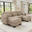 Canapé d'angle modulaire capitonné avec poufs amovibles-1908782714-1908782717