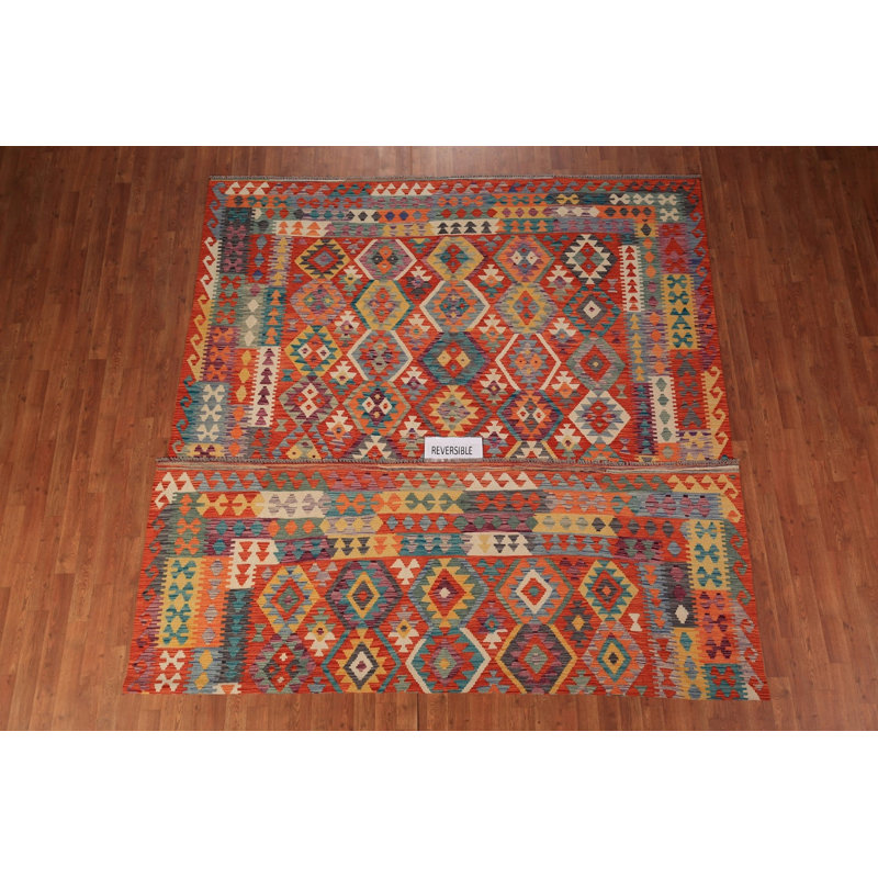 Tapis oriental kilim à tissage plat 8 x 11