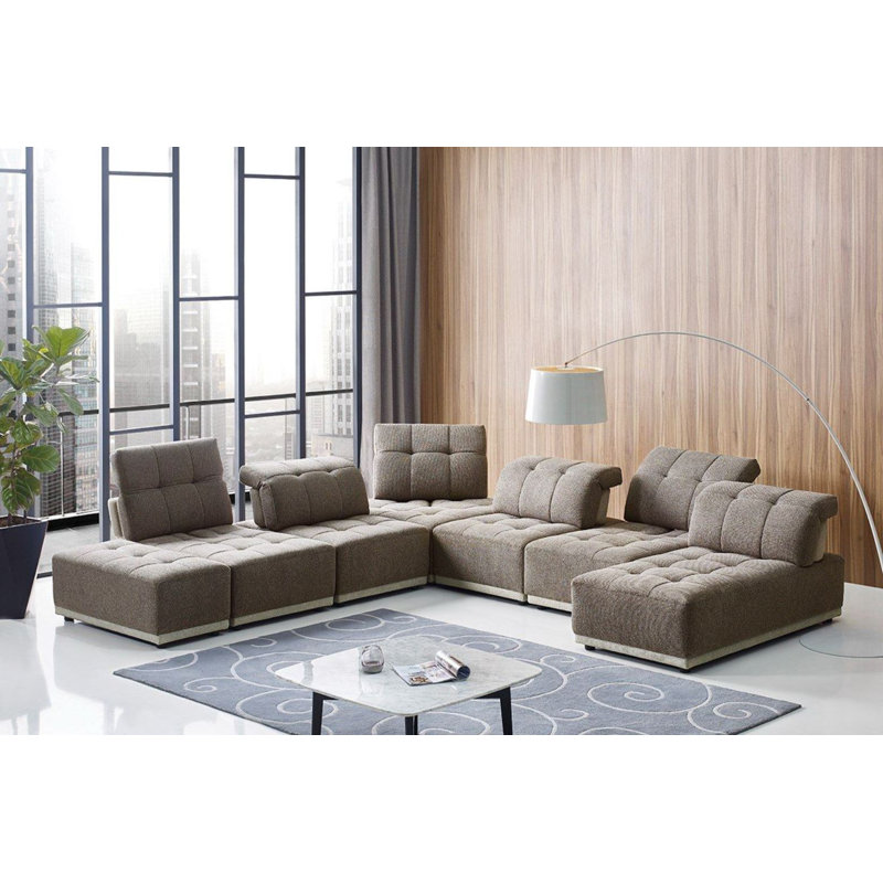 Lunaria - Modern Brown & Beige Fabric Modular Sectional Sofa