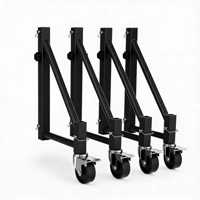 4 Pack Scaffold Outrigger with 5 in Swivel Casters – 1000 LBS Capacity, Heavy-Duty Steel Scaffolding Accessories with Large Wheels for Easy Mobility on Job Sites, Black