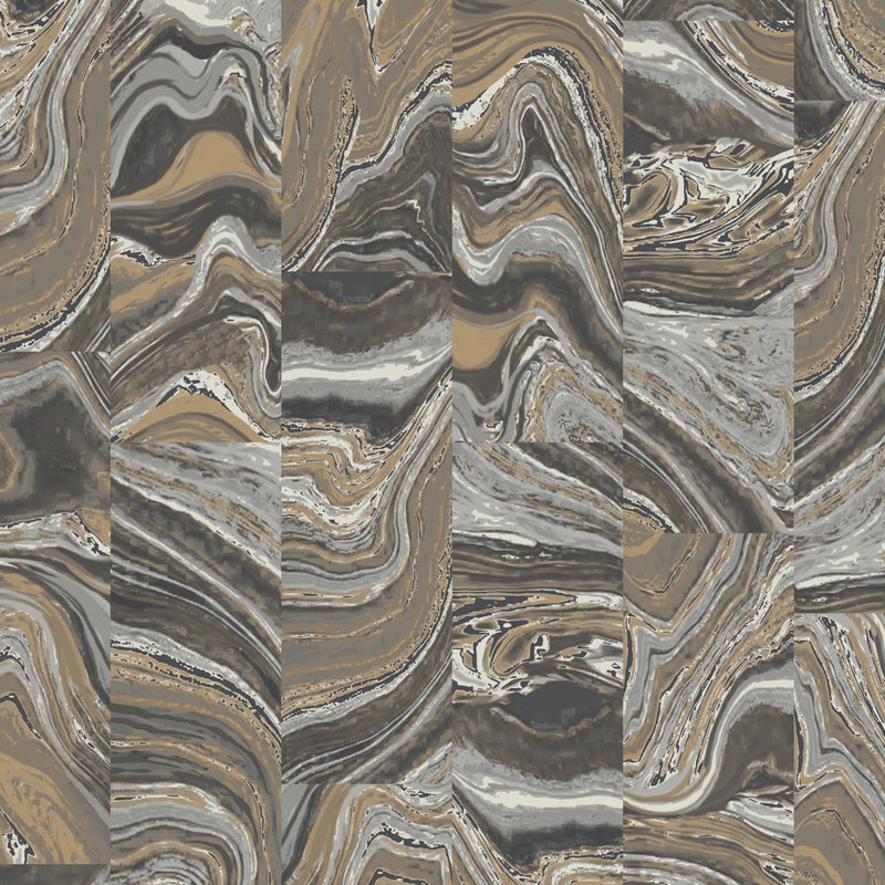 Rouleau de papier peint métallique 33 pi x 20,5 po agate tile Kinsley, Or métallique