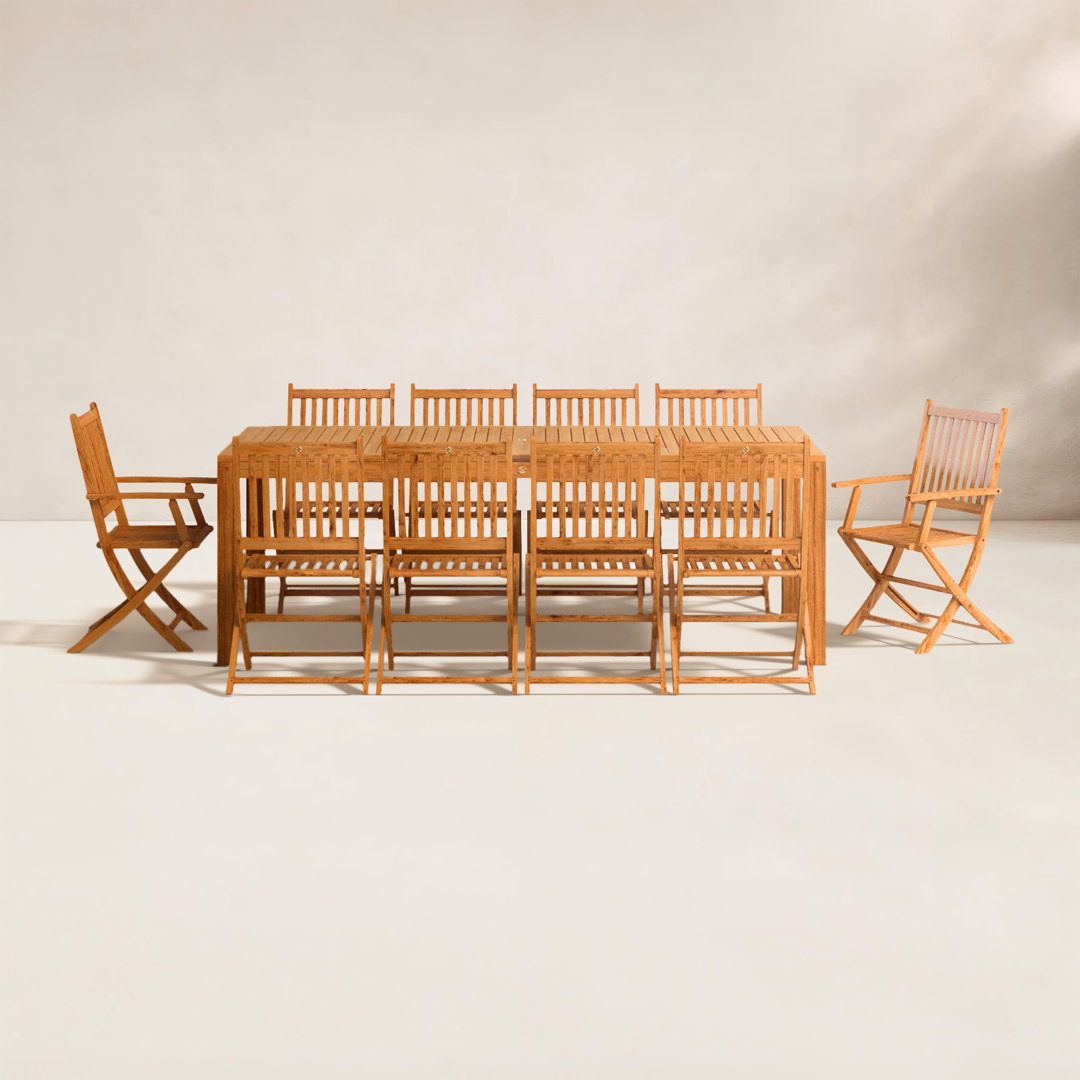 Anautica 10 - Person Teak Wood Patio Dining Set with Rectangular Table Lark Manor™