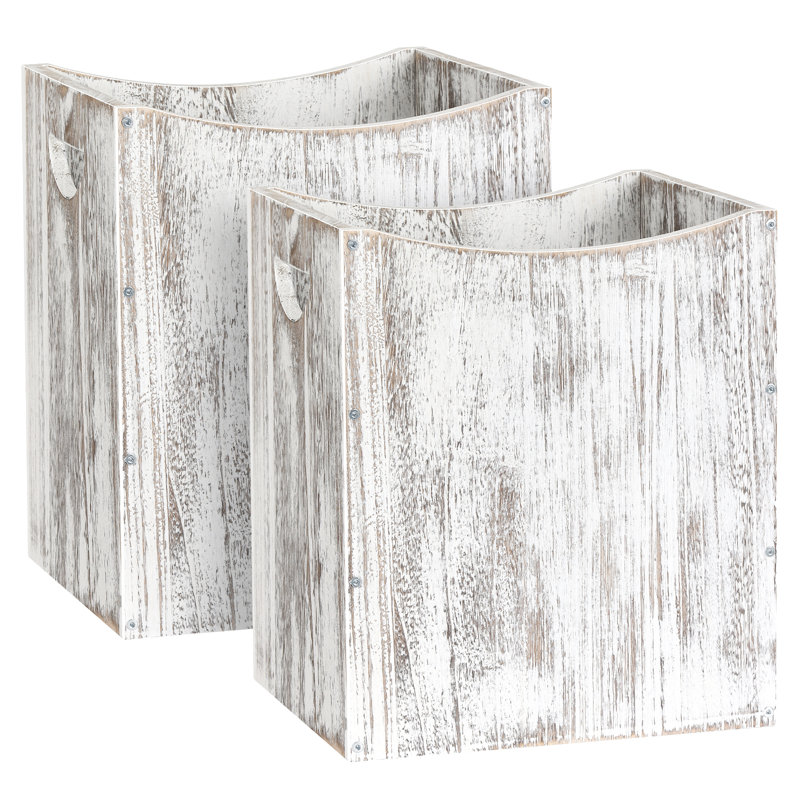 Bamboo Open Waste Basket - 5.3 Gallons, White/Brown