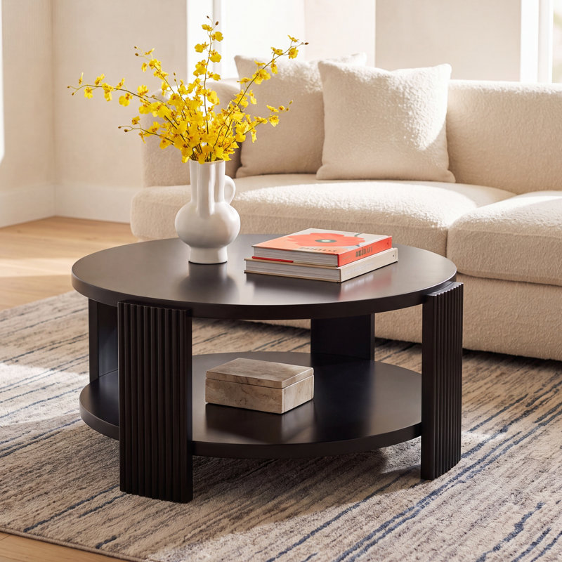 Liabella Round Wood Coffee Table, Black