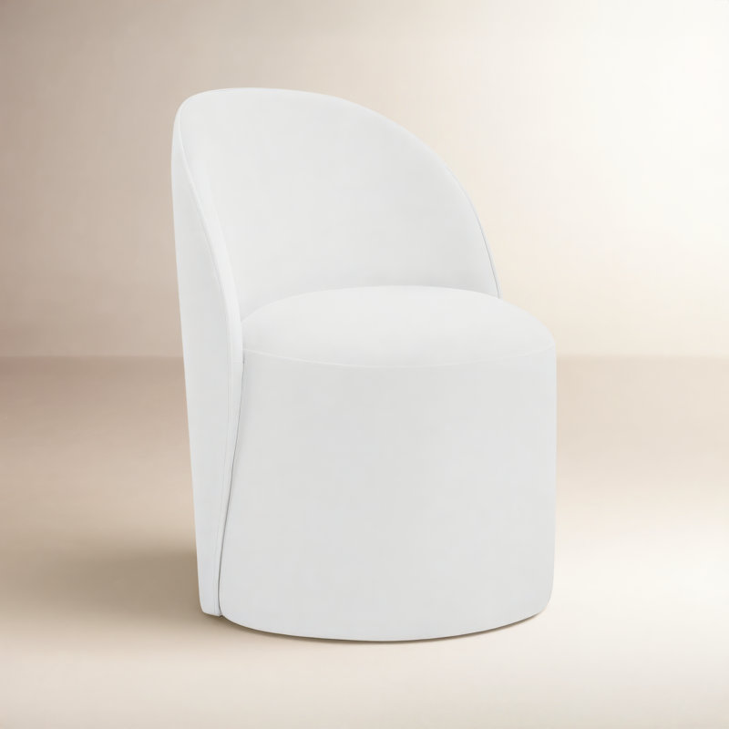 Lola Upholstered Side Chair with Swivel Casters, Polyester Blend White