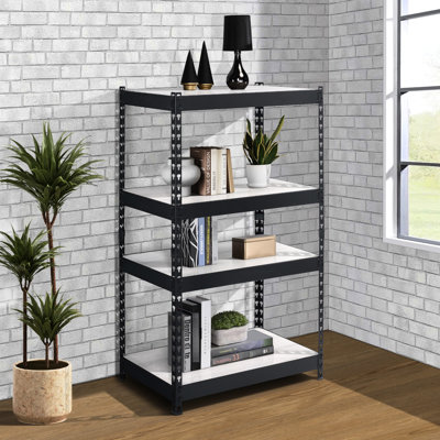 Bibliothèque naturelle et noire avec tablettes réglables pour l'organisation de la salle d'étude