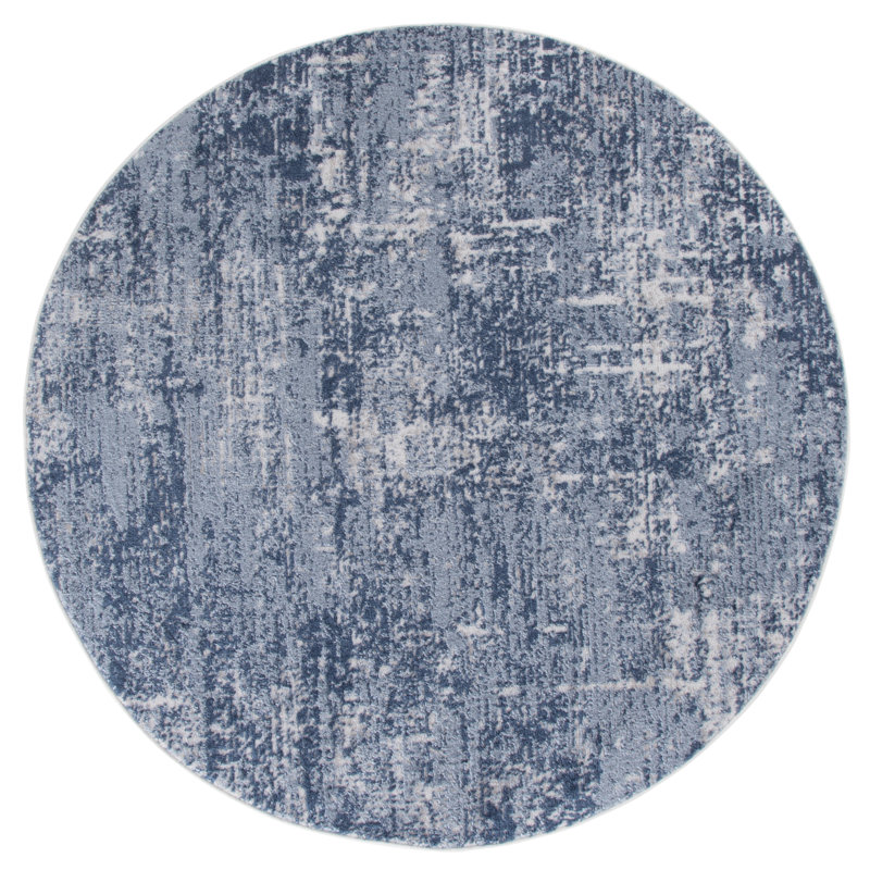 Tapis abstrait Grandview 700 Performance, Dark Blue/Ivory, Rond 8 pi