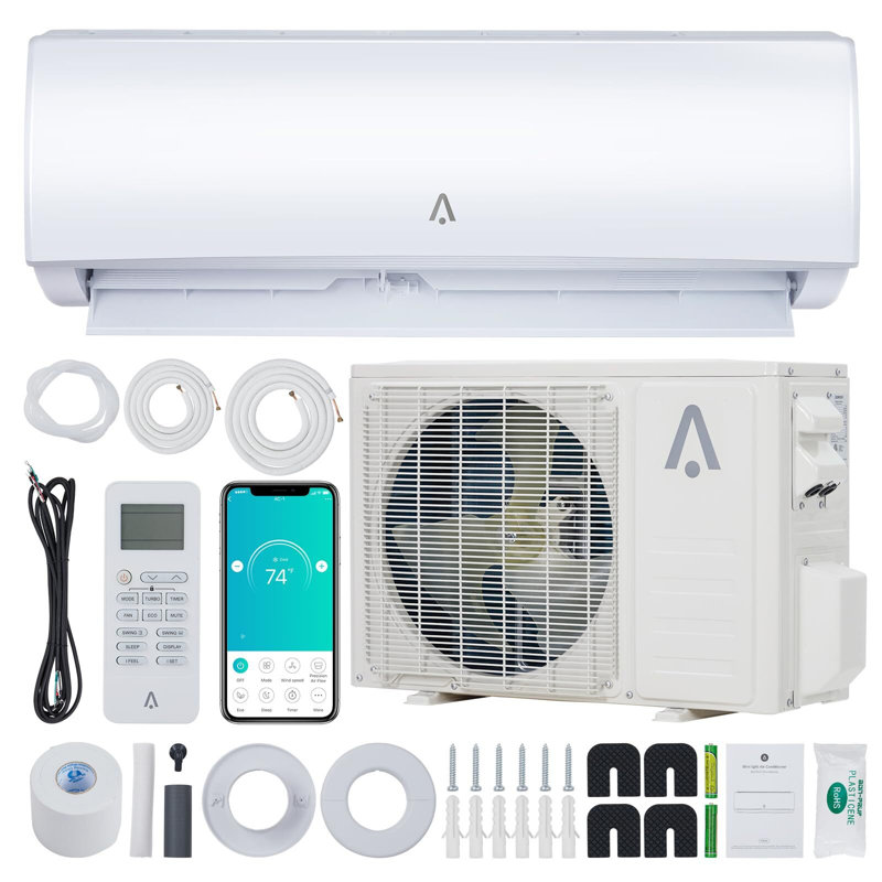 18000 BTU Mini Split AC/Heating System, 4 in 1Mini Split AC, 19 SEER, up to 1250 Sq. Ft