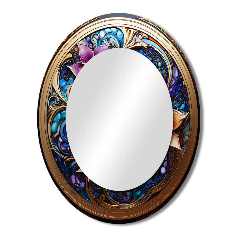 Miroir décoratif géométrique rétro en métal sur fond doré, 43 po x 33 po