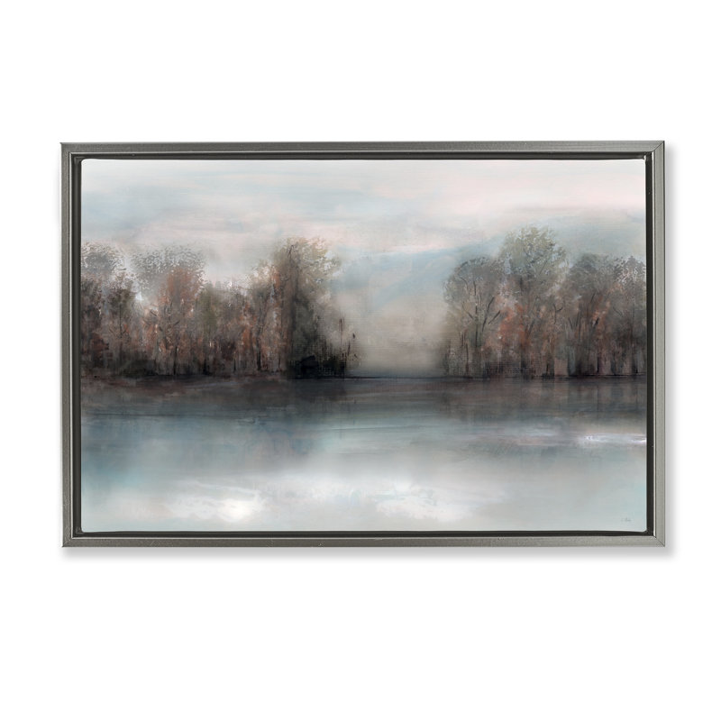 Mirage de la forêt sombre, H 21 po x l 31 po, Cadre flottant gris lustré