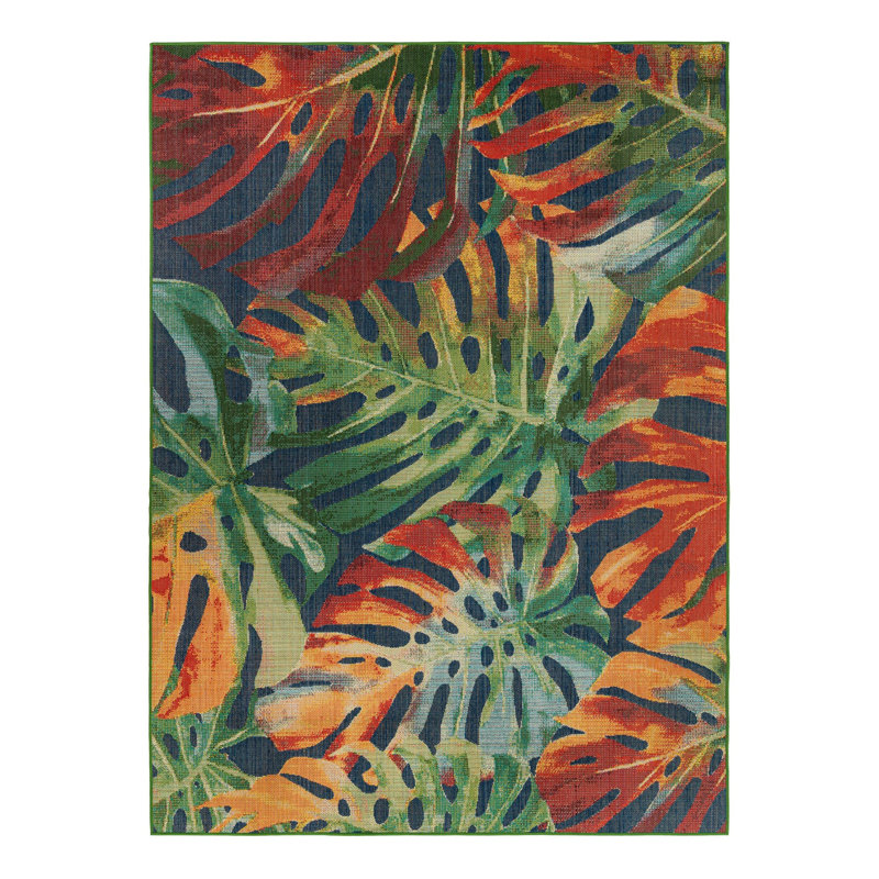 Floral Indoor / Outdoor Rug, Rectangle 9' x 12'