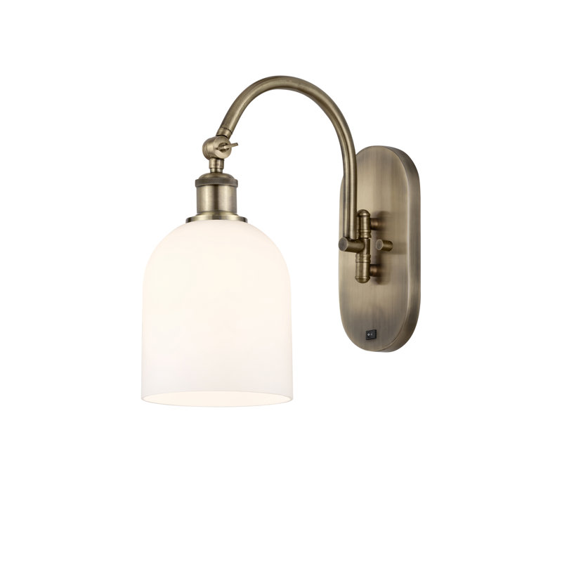 Odaniel Steel Armed Sconce, Gloss White, Antique Brass
