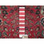 Tapis rouge 2 pi 7 po x 12 pi 5 po rouge Tabriz persan rétro avec motif intégral, usé et patiné, 100% laine, noué à la main, velours zéro, côtés et extrémités professionnellement sécurisés, tapis de couloir