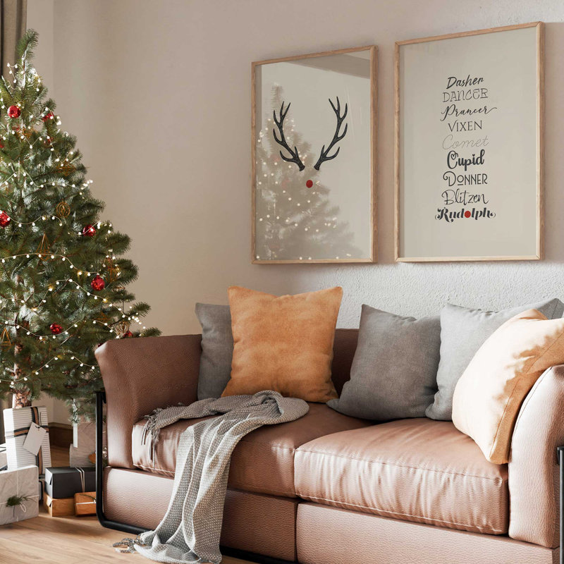 Reindeer Roll Call, ensemble de 2 impressions d'art, Or poli, H 17,5 po x l 27 po