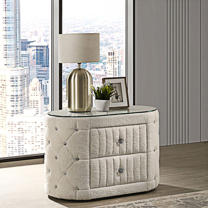 Upholstered Nightstand Bedside Table With Drawer