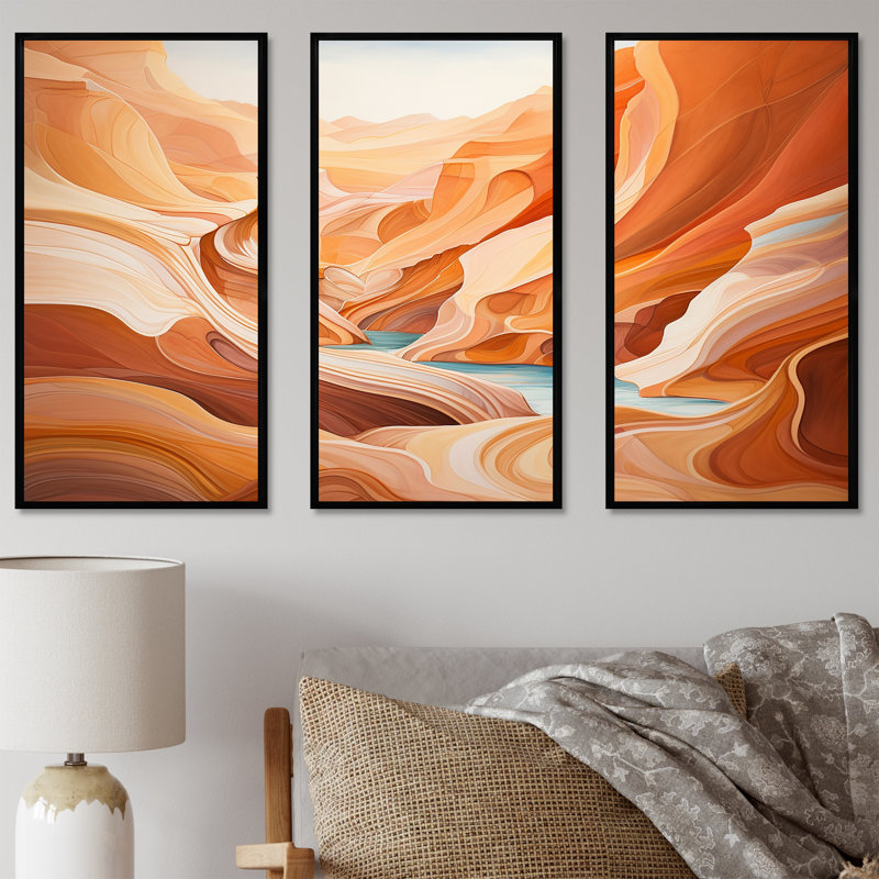 Canyon Antelope liquide Art IV - ensemble de reproduction d'art mural Canyon, Cadre flottant noir, H 32 po x l 48 po x P 1 po