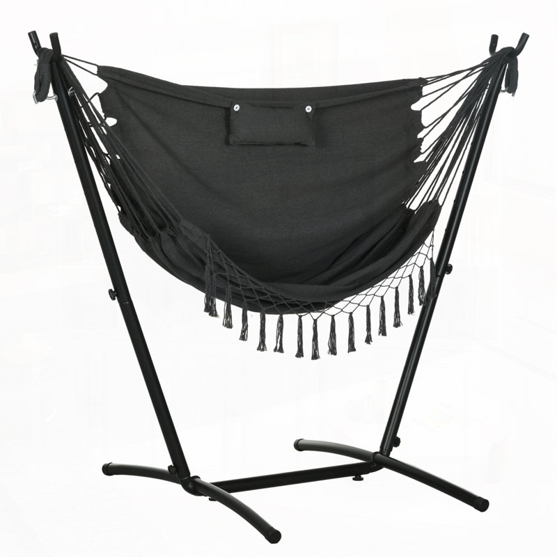Chaise hamac 2 personnes avec coussin moelleux, Noir