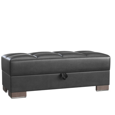 Primenest Zenaero Collection Upholste Convertible Wood Trimmed Ottoman With Storage, -PU