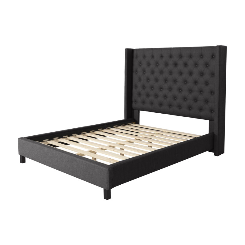 Lit à panneau tapissier Alfreton, Grand, Noir